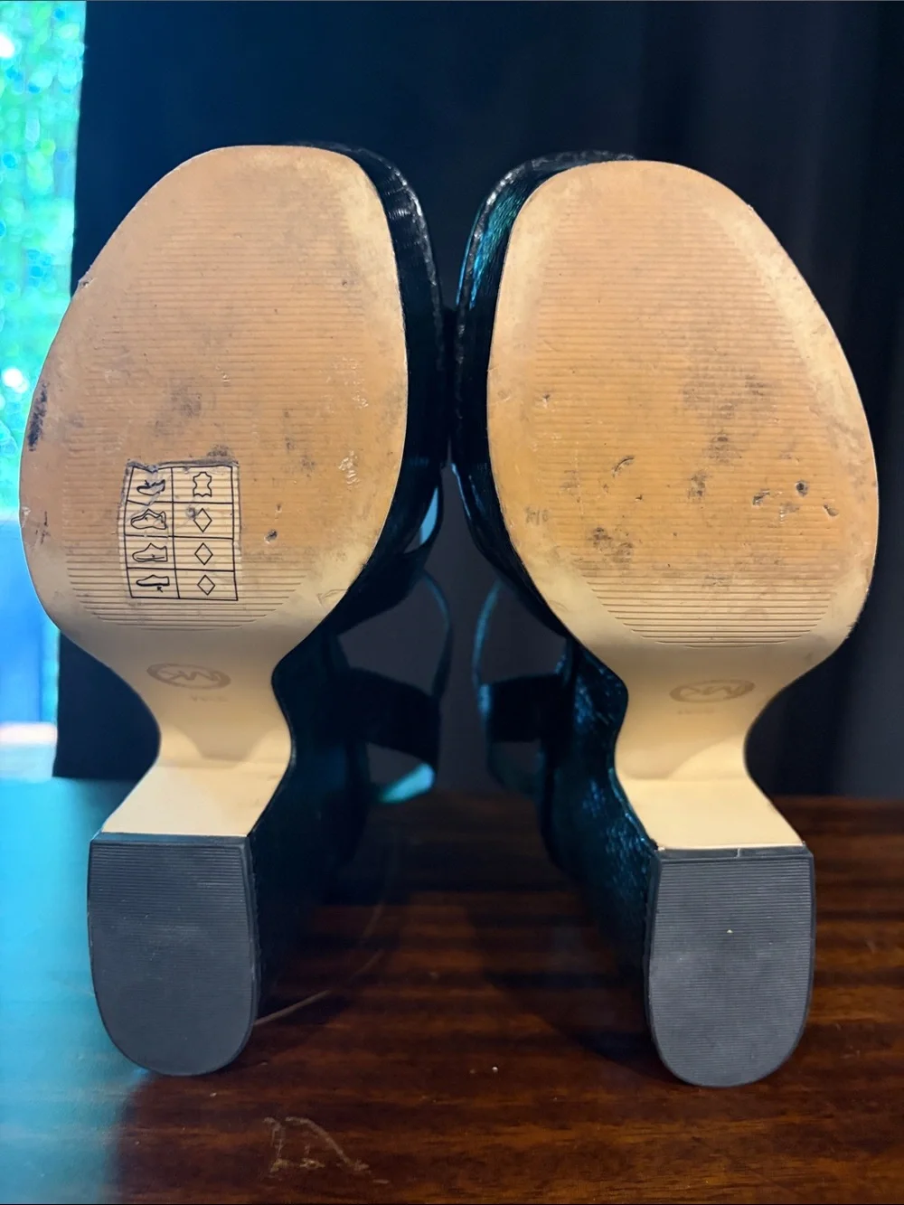 Michael Kors Black Snake-look Embossed Platform Heels